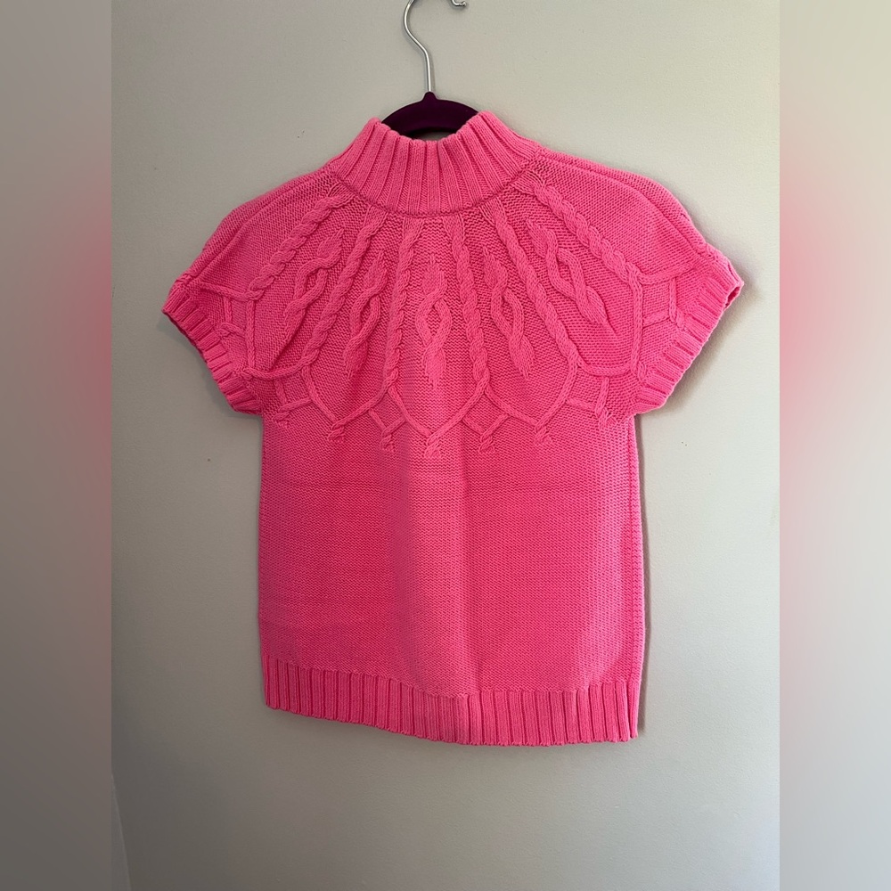 Gymboree Bright Pink Button-Up‎ Cardigan, short sleeve, crew neck, size M 7/8 - Picture 2 of 9
